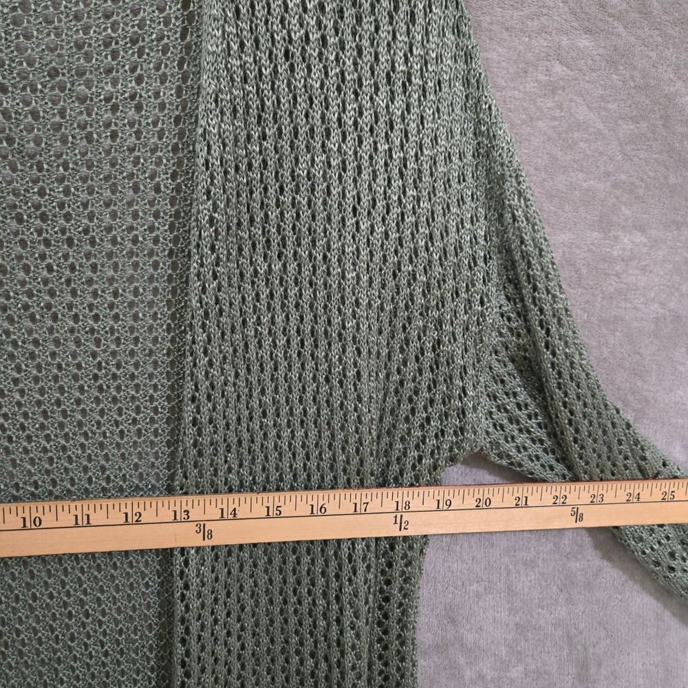 Moral Fiber Duster Cardigan Women 3X Green Open Front Crochet Knit Festival Boho - Picture 6 of 8